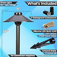 Vista 4 de Luz LED para camino 125, luz de paisaje de 12 V, latón macizo, luz LED de bajo voltaje, G4 3.5 W, 2700 K, bombilla de seguridad de hongos
