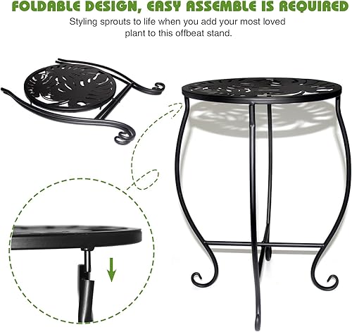 Miniatura 7 de Soporte de metal para plantas de 15 pulgadas de alto, soporte redondo de 8 pulgadas de ancho para maceta, soporte de plantas de hierro inoxidable