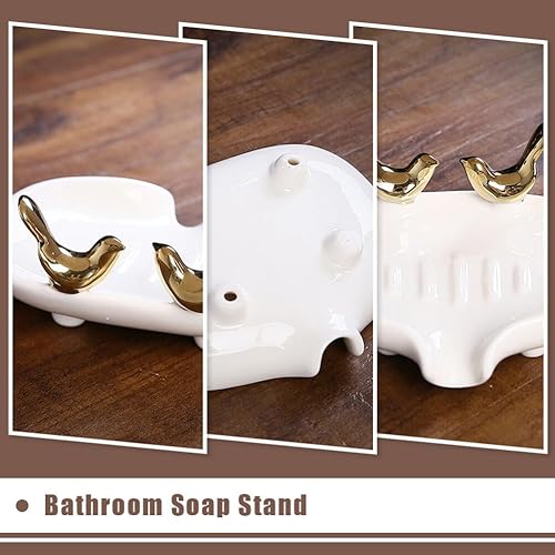 Miniatura 5 de SOLUSTRE Jabonera de drenaje de cerámica, jabonera de cerámica, bandeja de jabón autodrenante, soporte para jabón, soporte para jabón, soporte de