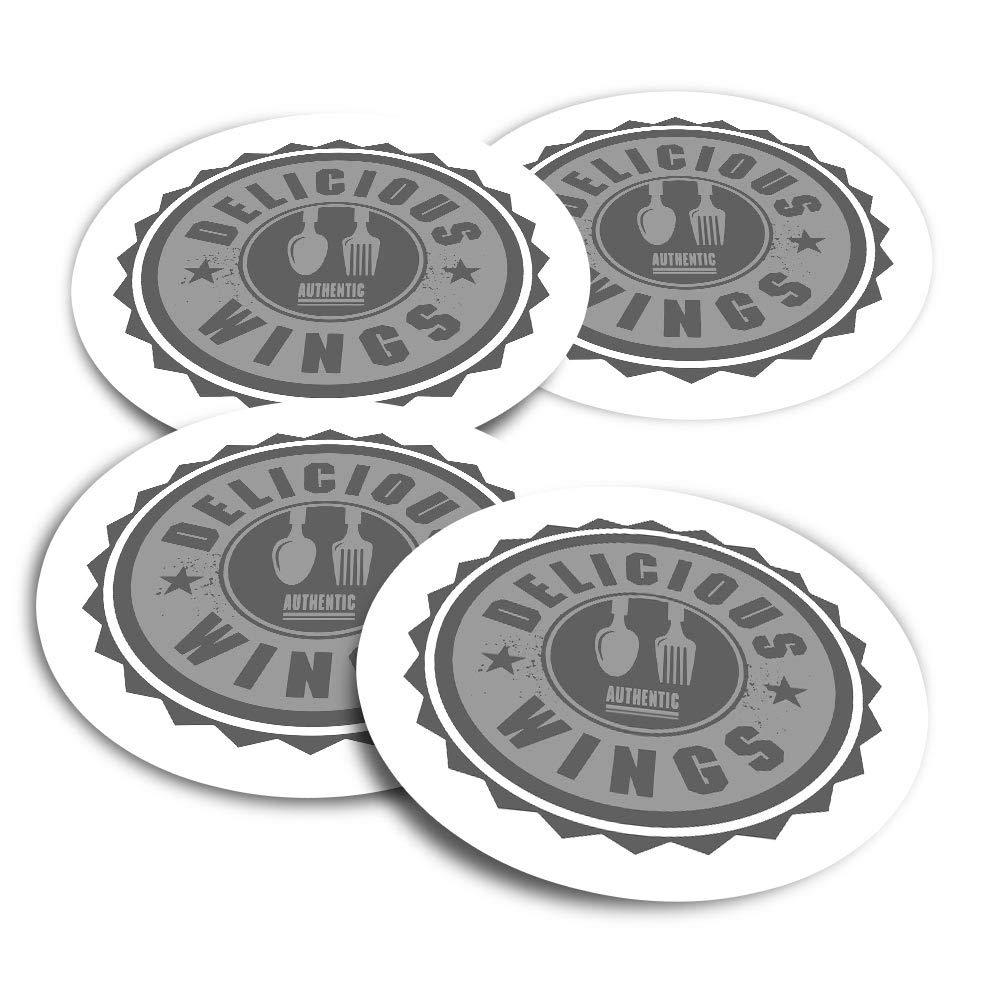 Vinyl Stickers (Set of 4) 10cm - BW - Authentic Delicious Wings Takeaway Fun Decals for Laptops,Tablets,Luggage,Scrap Booking,Fridges #40592
