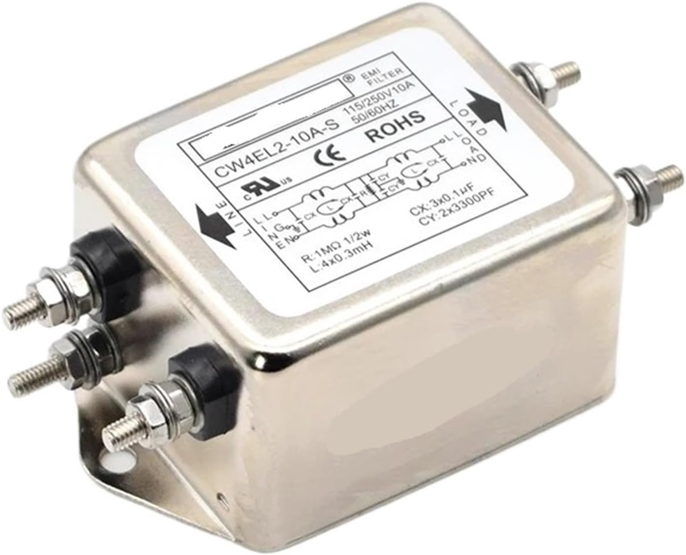 Power EMI Filter Cw4el2-10a/20a/30a-s Double Pole Filter Connector Single Phase 220vac(10A)