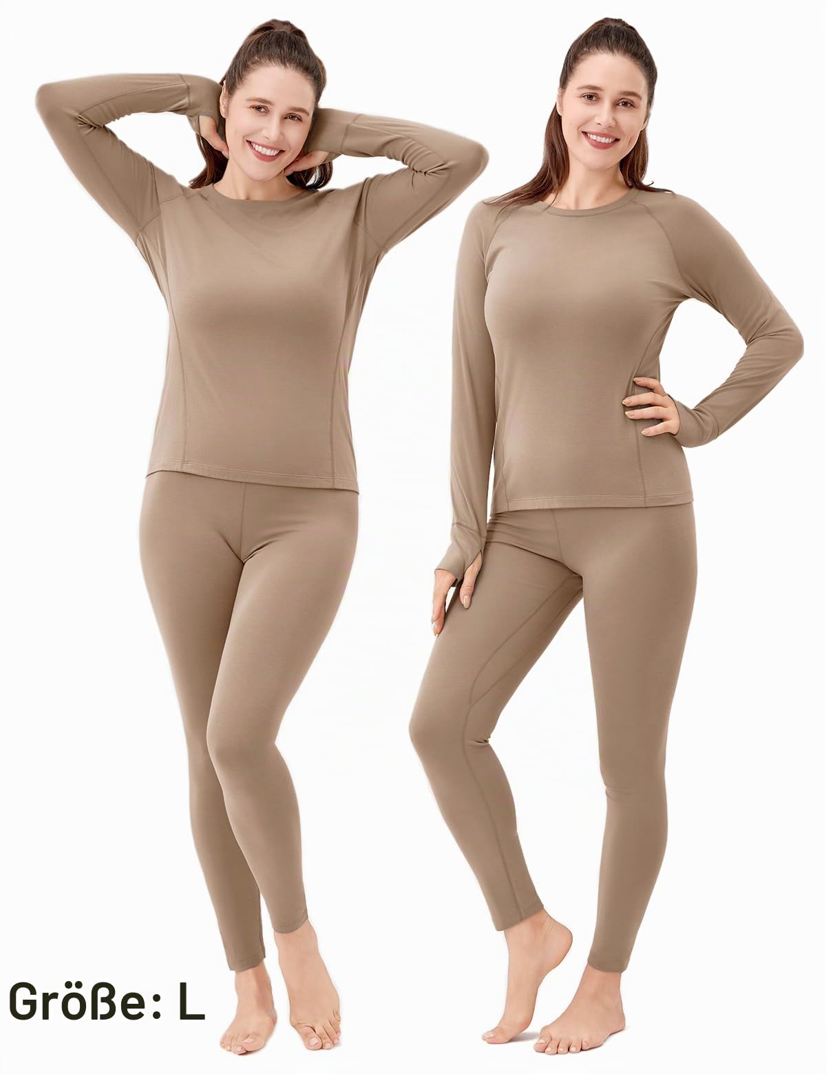 Thermounterwäsche Damen - Leicht, Warm & Ultraweich | Thermo Unterwäsche, Funktionsunterwäsche Set, Base Layer für Winter 0–10 ℃, Elastisch, Ideal für Alltag und Outdoor