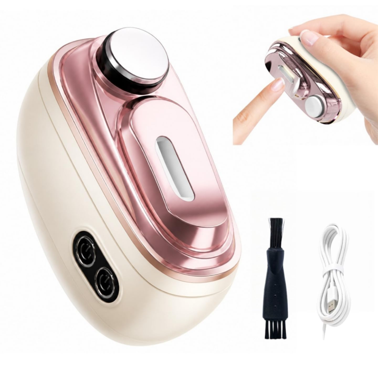 2-in-1 Smart Electric Nail Clipper & Polisher, Electric Nail Trimmer，Beige