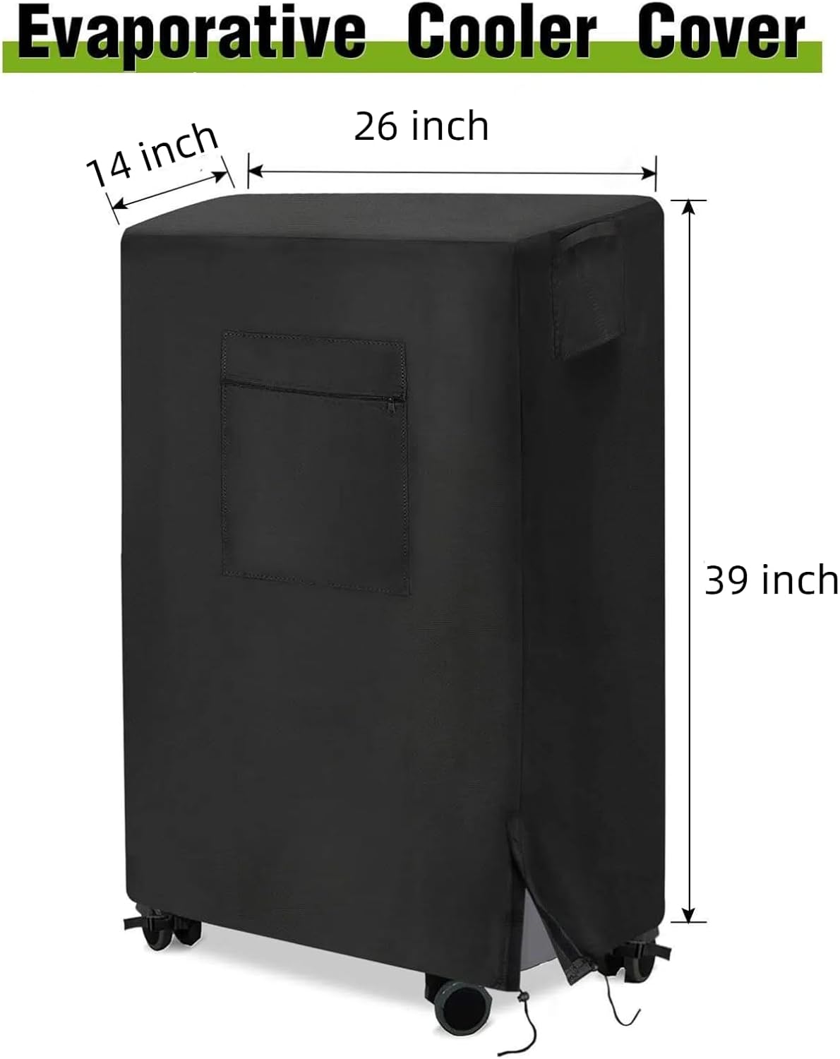 Swamp Cooler Cover for VEVOR Evaporative Air Cooler,600D Heavy Duty Air Conditioner Cover for Portable AC with 9 Gal Tank,19"L x 14"W x 39"H