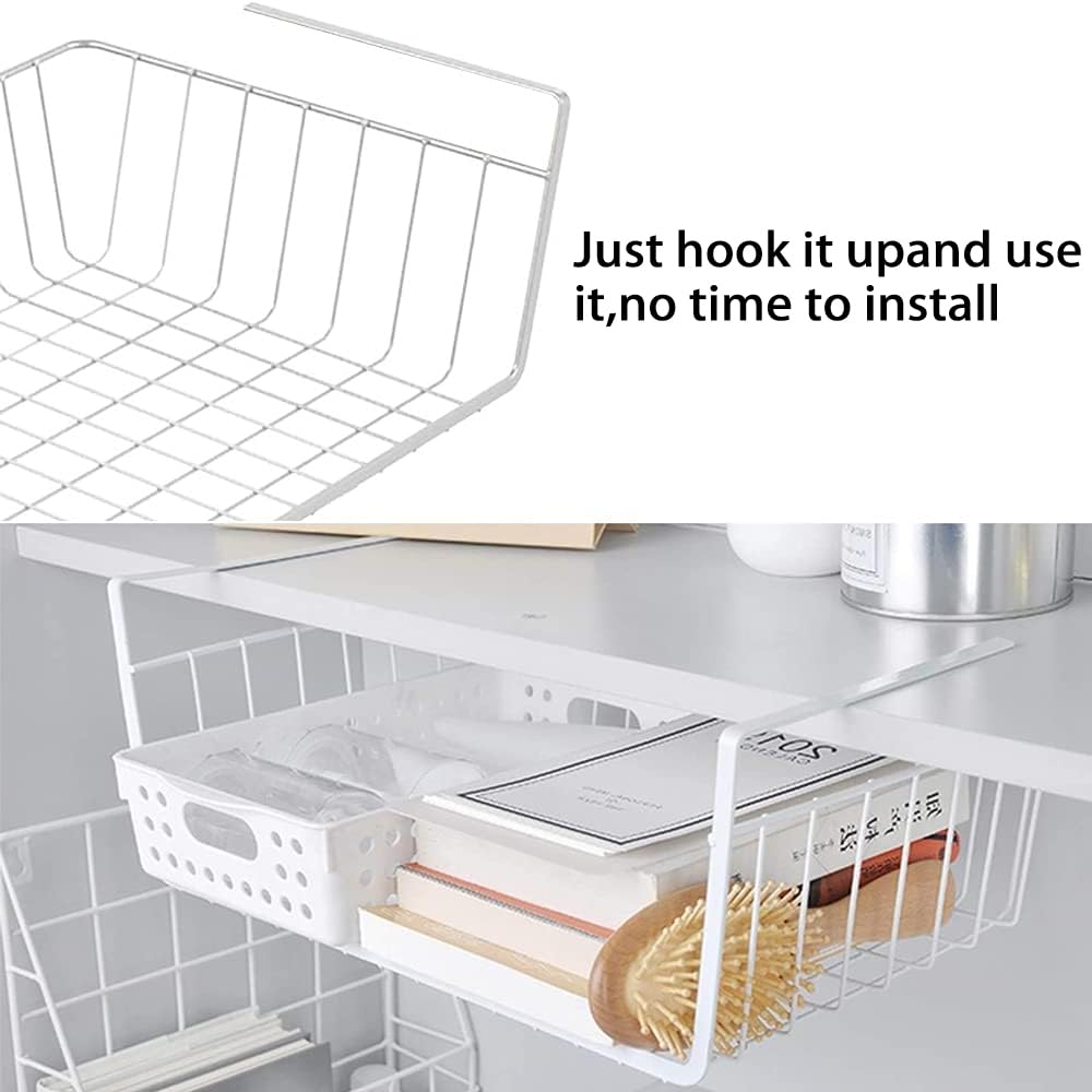 Set Di 2 Cestini Appendiabiti In Metallo Per Scaffali Sotto Il Tavolo, Cucina, Ufficio, Dispensa, Bagno, Armadio