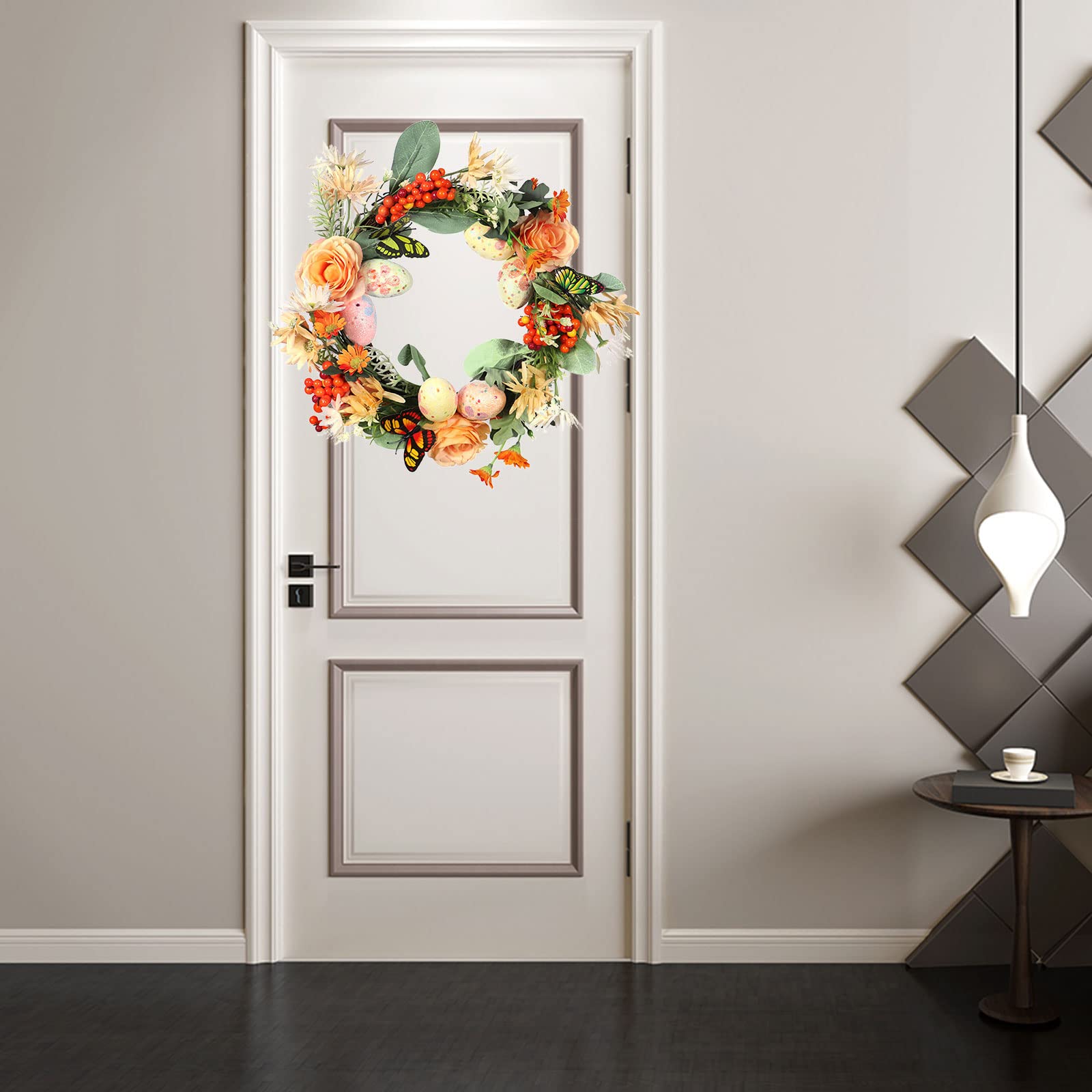 Lente krans met bloemen, paasdecoratie, hazendief met oren, hazenvorm, mooie decoratie, paaskrans, decoratie (meerkleurig, één maat Lente krans met bloemen, paasdecoratie, hazendief met oren, hazenvorm, mooie decoratie, paaskrans, decoratie (meerkleurig, één maat