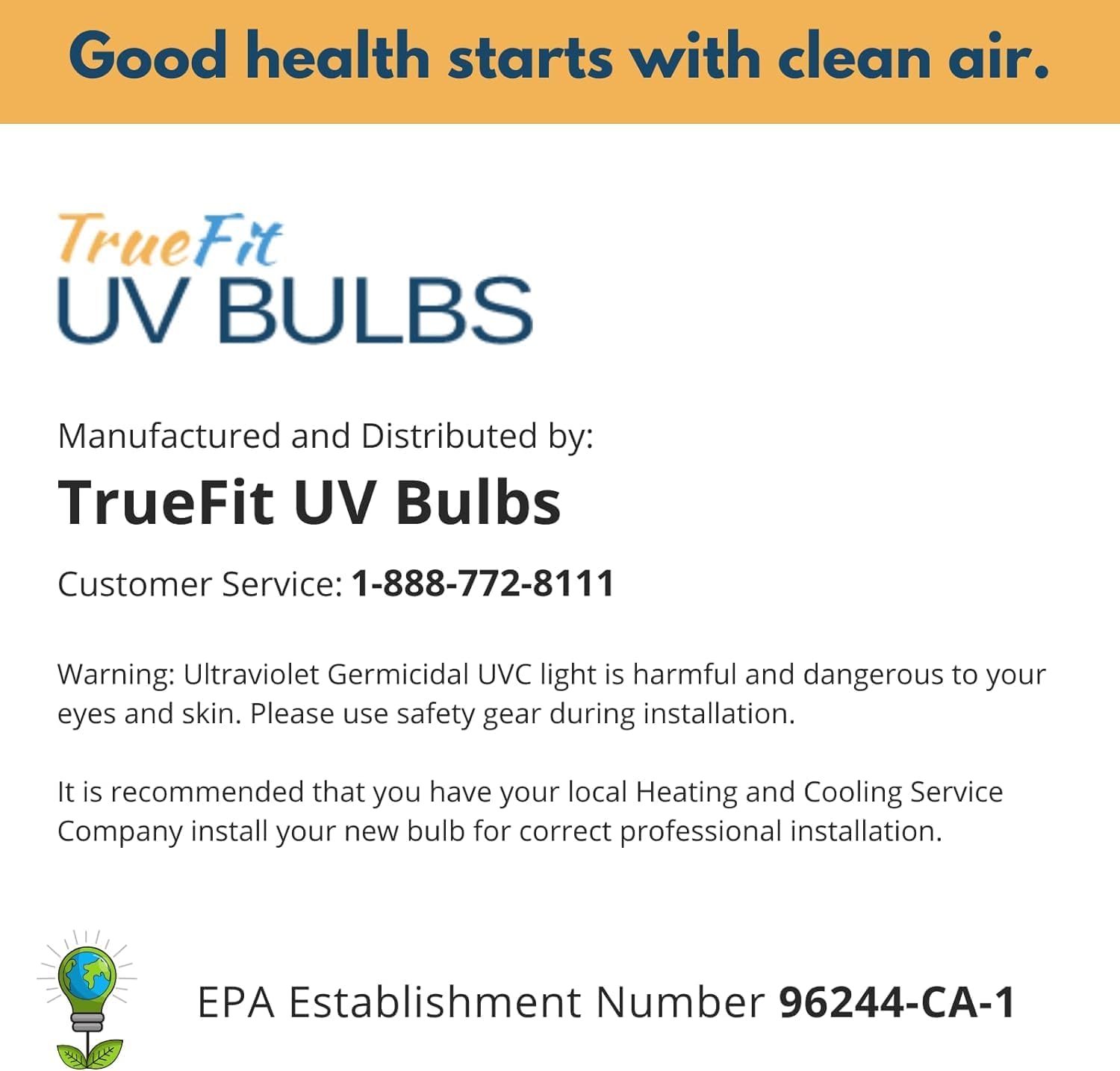 True Fit UV Bulbs InDuct 5000 Advanced Photocatalytic Oxidation (PCO) 14" Replacement Cell and UV Bulb (Ozone Free) CIMR DW 8000