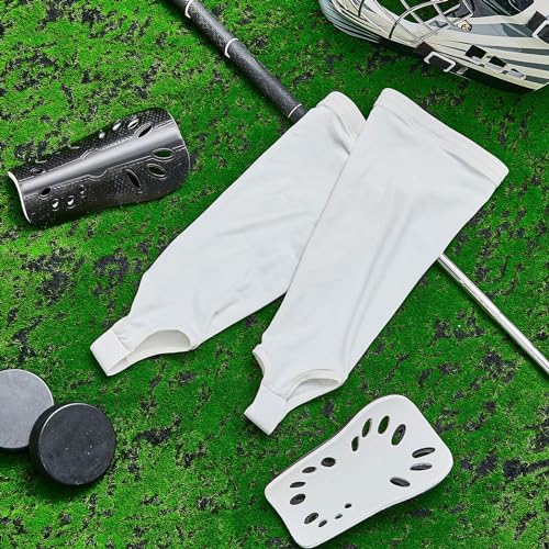 Halloscume 3 Pairs Field Hockey Shin Guard Sleeves White Sports Field Hockey Shin Socks Over The Shinguard Socks for Men Women Youth Teens Adults Field Hockey and Soccer Athletes Outdoor - Thumbnail 7