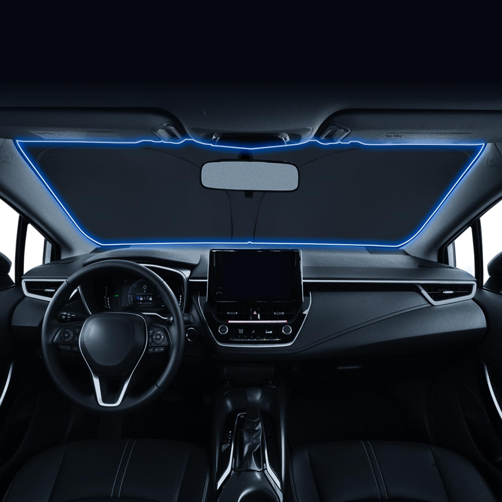 LANTU Windshield Sunshade for 2022-2025 Corolla Cross Accessories Foldable Sun Shield Block UV Rays with Dual-Silver Coating& Nano Ice Crystal Cooling Keeps Car Interior Cool& Protected