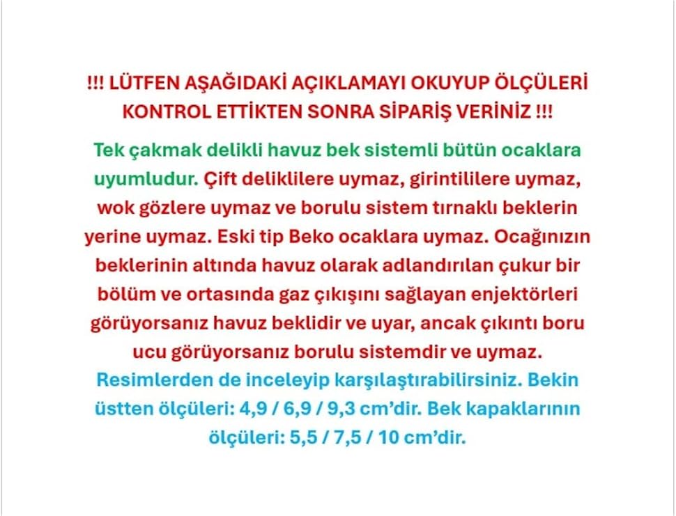 8 Parça Ankastre Set Üstü Ocak Bek ve Kapak Takımı Alüminyum Tek Çakmak Delikli Havuz Bek Sistemli (Bosch-Siemens-Profilo Uyumsuz)