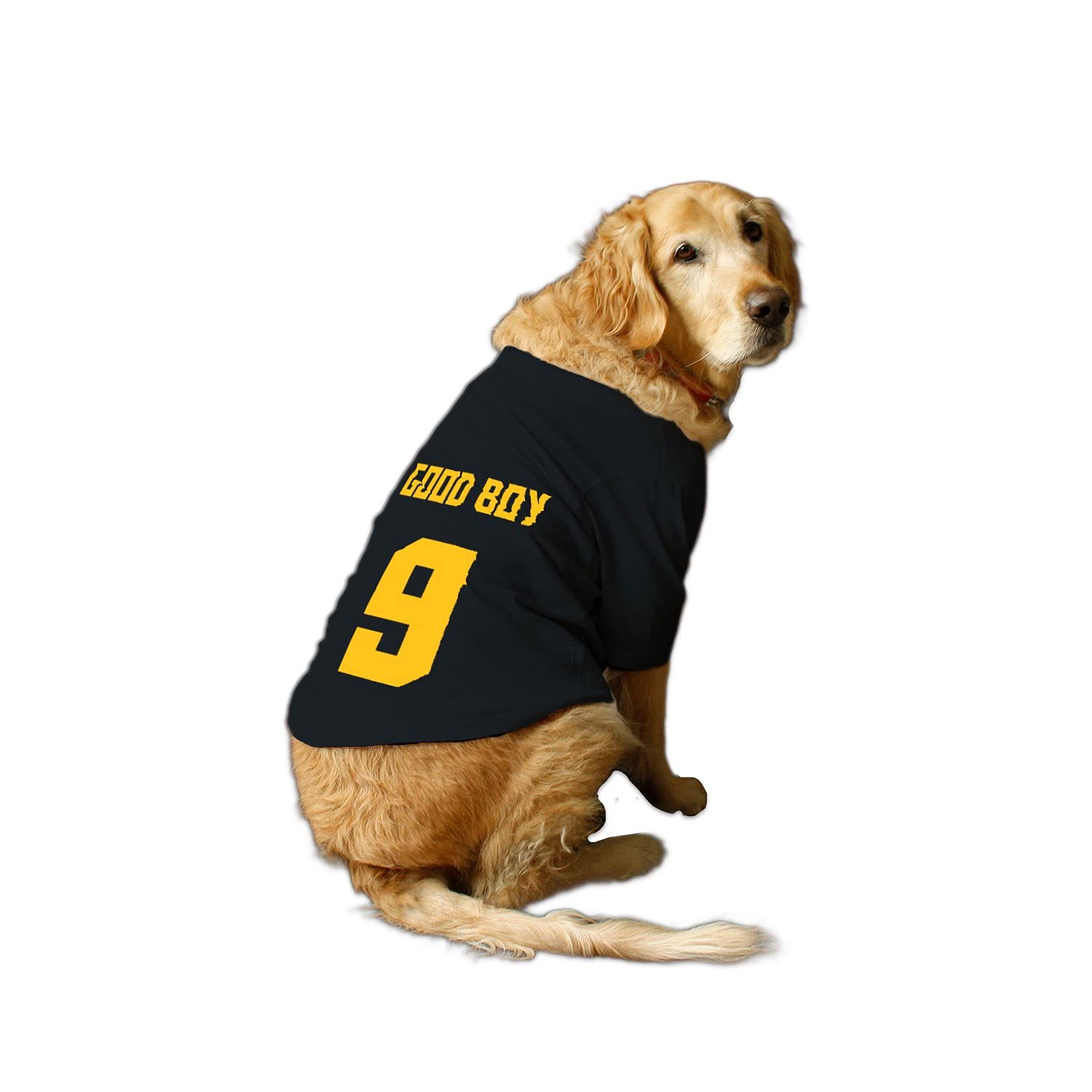 Ruse Basic Crew Neck Good Boy Jersey No.9 Printed Half Sleeves Dog T-Shirt/Apparel/Clothes/Tees Gift for Dogs.(Black) X-Small (Puppy) (B09G3GTGWS) Amazon Price History, Amazon Price Tracker