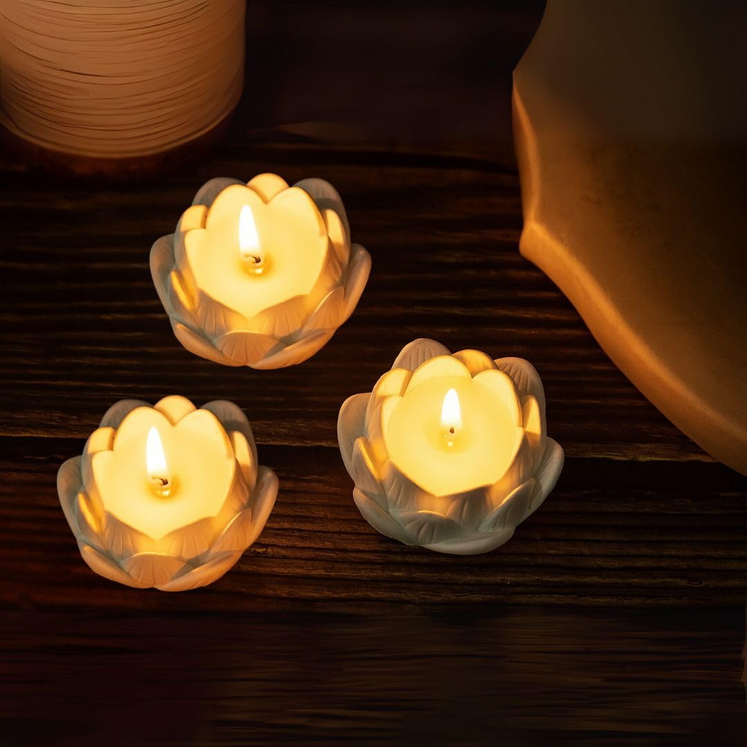 SATYAM KRAFT 2 Pcs Lotus Shaped Tealight Candle Holder | Ceramic Candle for Home Decor, Decoration, Festival Lights, Mandir, Pooja Room, Table Centerpiece, Wedding, Gift Items, Return Gift (White)-image-16