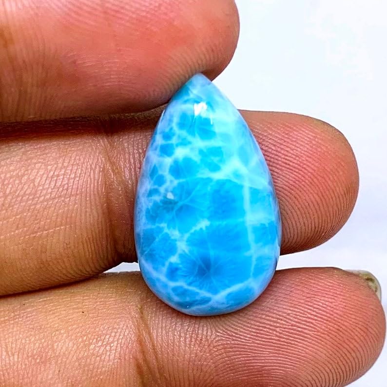 Larimar naturel cabochon poire 25x14mm pour création de bijoux uniques