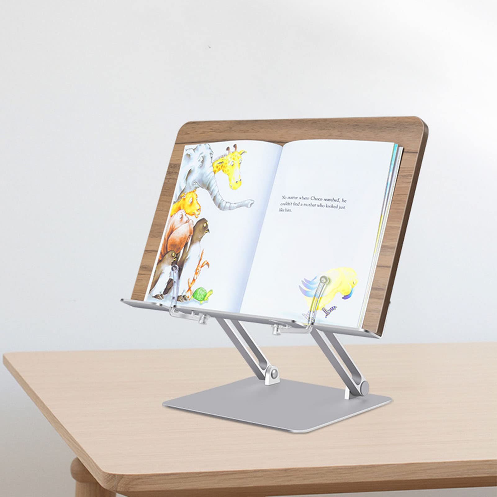Porta Libri Portatile in Legno Massello in Lega di Alluminio a Grana Profonda in Lega di Alluminio, Supporto per Tablet, Supporto per Lettura, Supporti per Libri, Copertine per
