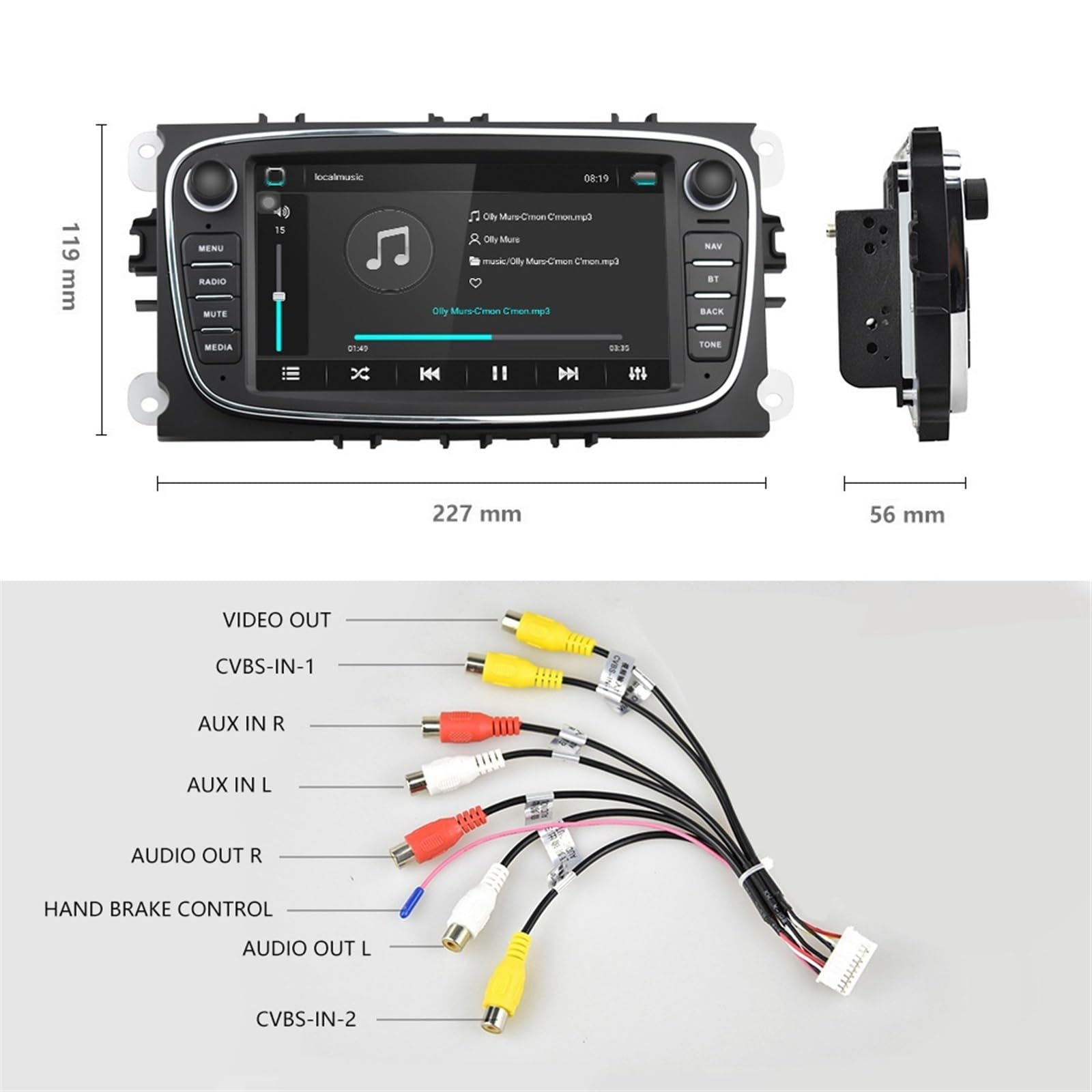 Dla ostrości, dla Mondeo, C-MAX S-MAX Radio samochodowe z Androidem Autoradio 7 ''samochodowy odtwarzacz multimedialny GPS WIFI MP5 Bluetooth FM