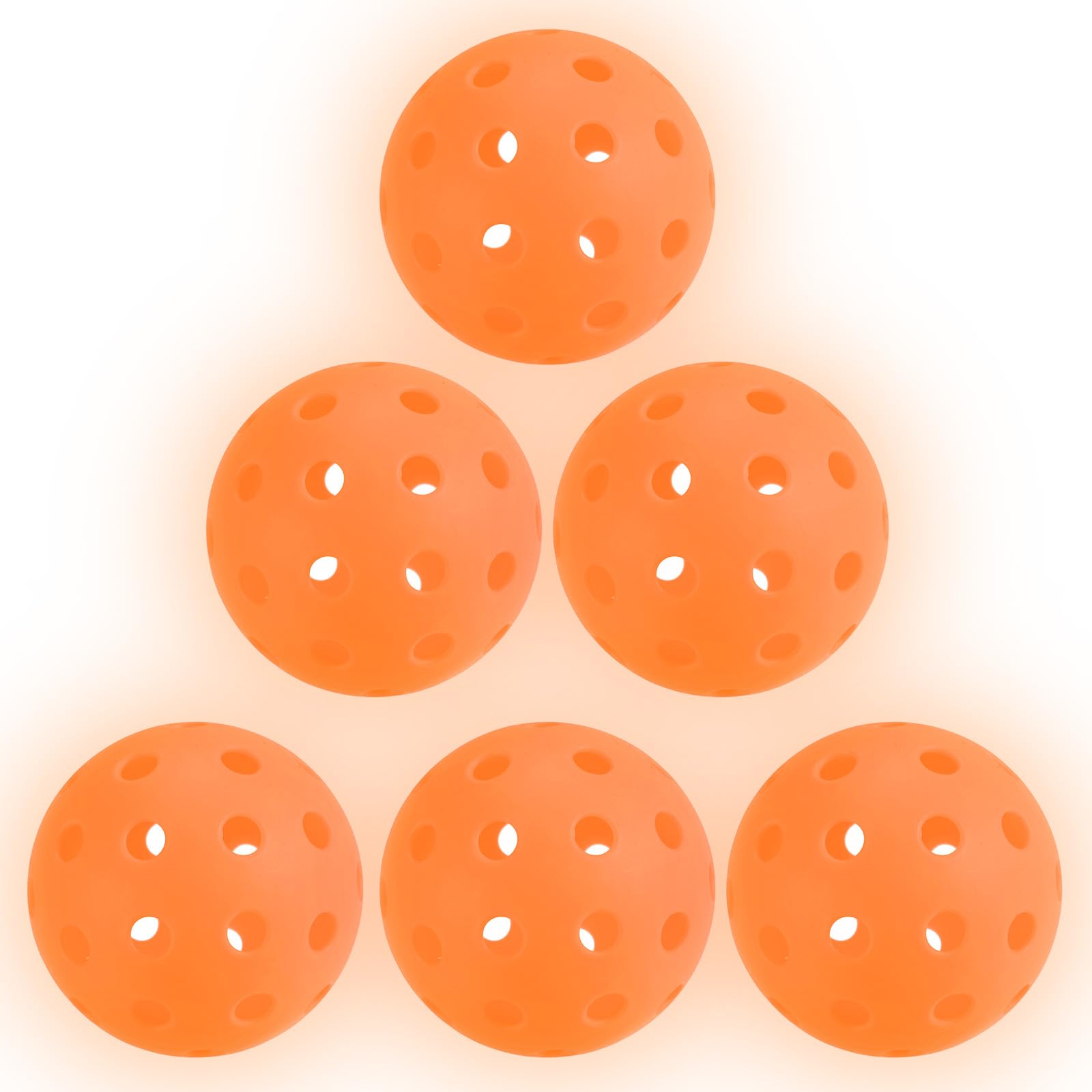 PATIKIL Luminous Pickleball Balls, 6 Pack, Orange, 74mm, 26g, Glow in The Dark, 40 Holes, Outdoor & Indoor