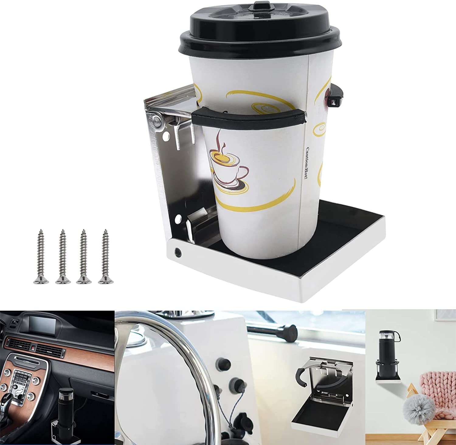 2 Stücke Auto Becherhalter Dosenhalter Klappbar Flaschenhalter aus Edelstahl Universal Getränkehalter für Marine Yacht Truck RV Auto Anhänger Hardware