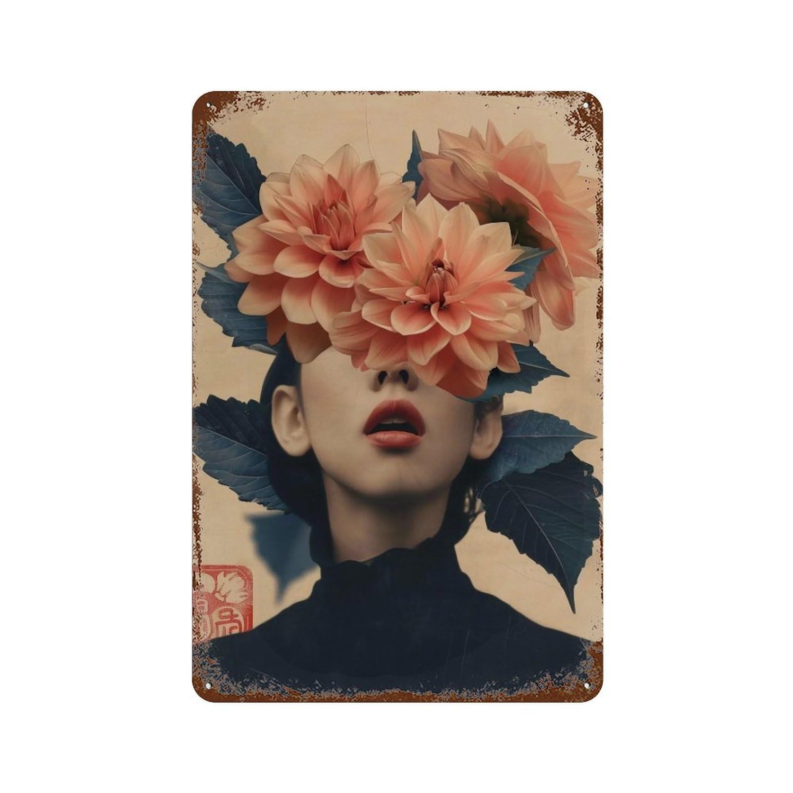 YHGERTKU Floral Veil 01 Wall Art Retro Iron Vintage Metal Tin Sign Poster Modern Decor for Living Rooms Gift 30x20cm