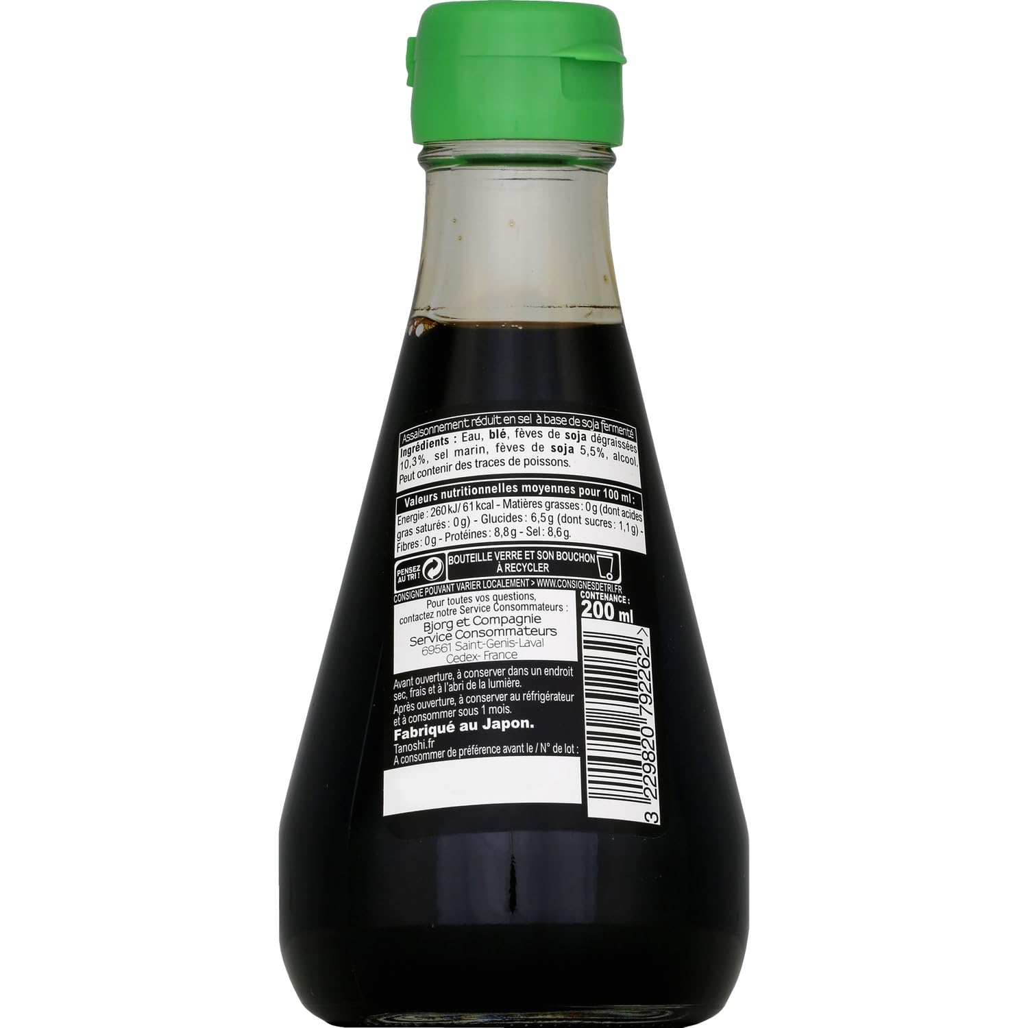 Sauce soja réduite en sel pour cuisiner sainement — TANOSHI, 45% de sel en moins, flacon en verre de 20 cl, saveur authentique du Japon - Lot de 3