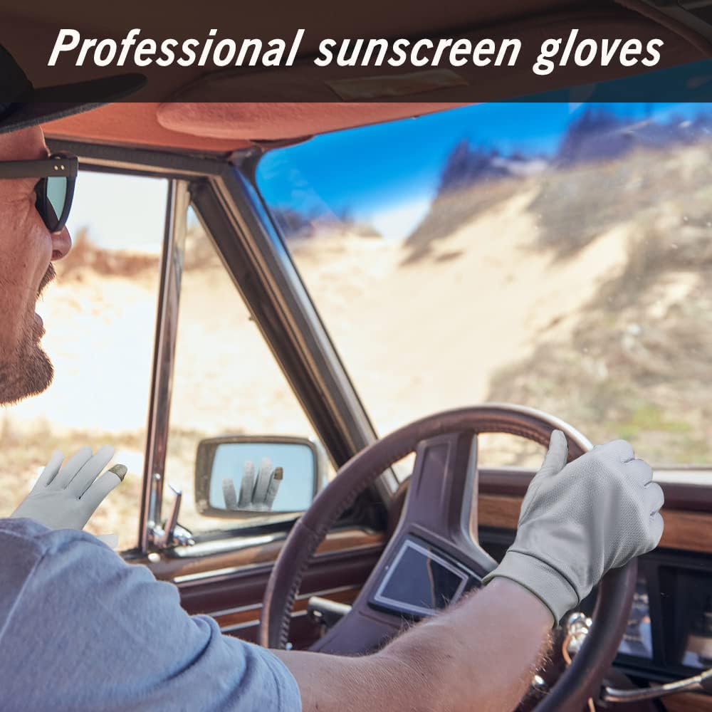 Guanti con protezione UV, unisex, touchscreen, UPF 50+, freschi e traspiranti, per vela, canottaggio, pesca, escursionismo, avventura, attività all'aperto, albicocca, taglia L