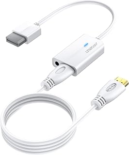 AUTOUTLET Wii HDMI Adapter, 1080P/720P Wii zu HDMI Konverter mit 3,5mm Video Audio Ausgang & 1,8M abnehmbares HDMI Kabel, kompatibel mit Nintendo Wii, Wii U, für TV Monitor Beamer (Weiß)