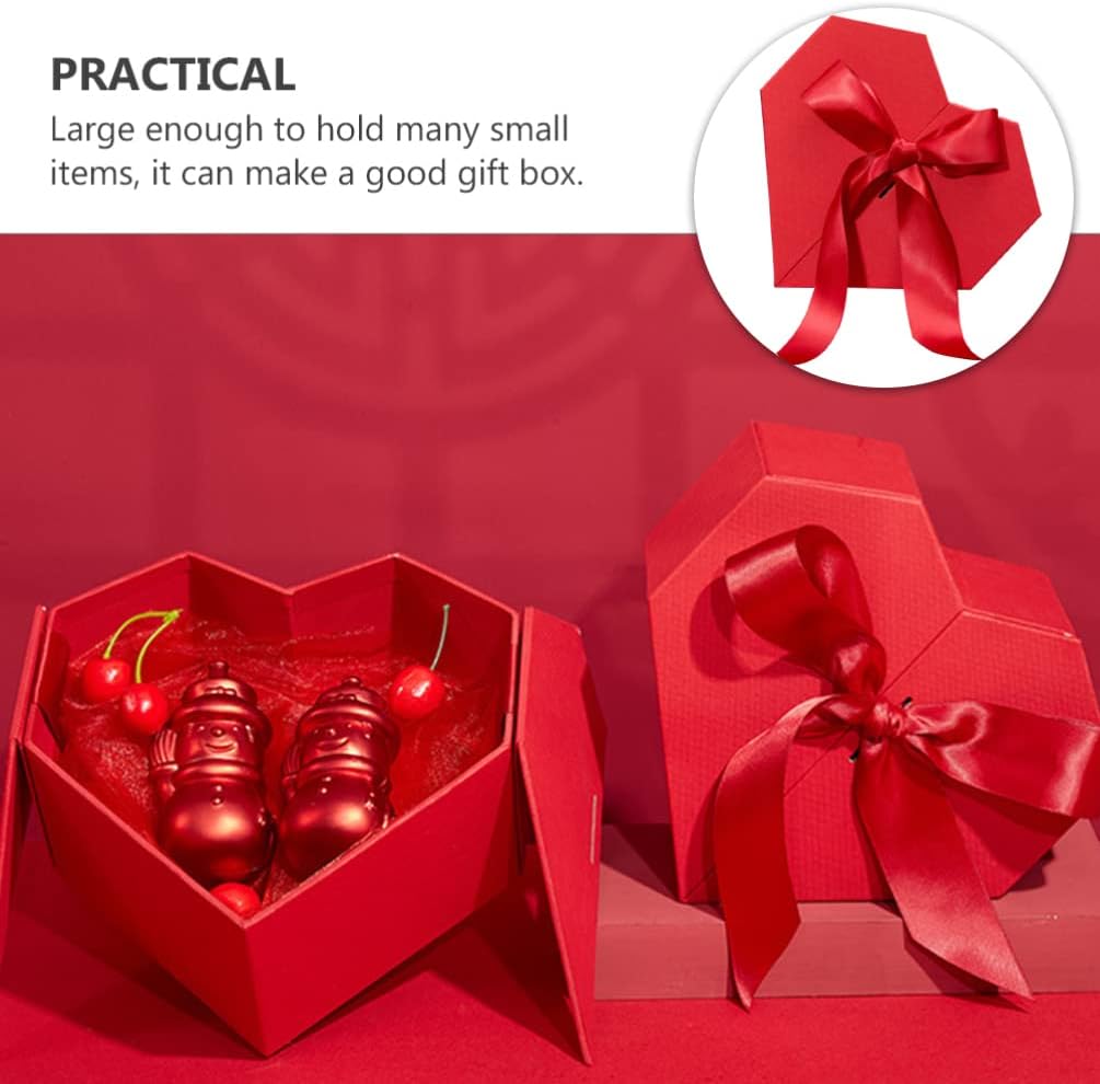 PATKAW Heart Shape Flower Box Valentine Boxes Magnetic Chocolate Gift Box Packing Box with Ribbon Decor and Cover for Valentines Day Birthday Decor Red Valentine Gift Box