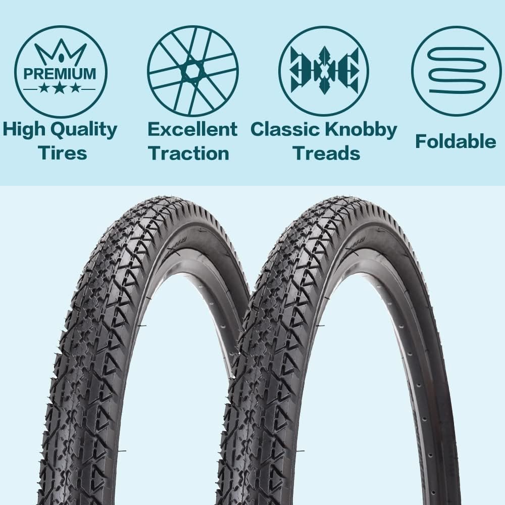 26 Inch Bike Tires 26 X 2.125(57-559) Replacement Tires or Schrader Valve Inner Tubes AV 32mm for Beach Cruiser Bike