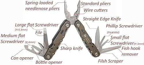 Miniatura 2 de Juego de alicates de bolsillo multiusos 14 en 1 multiherramienta cuchillo de acero inoxidable multialicates multiherramienta para supervivencia,