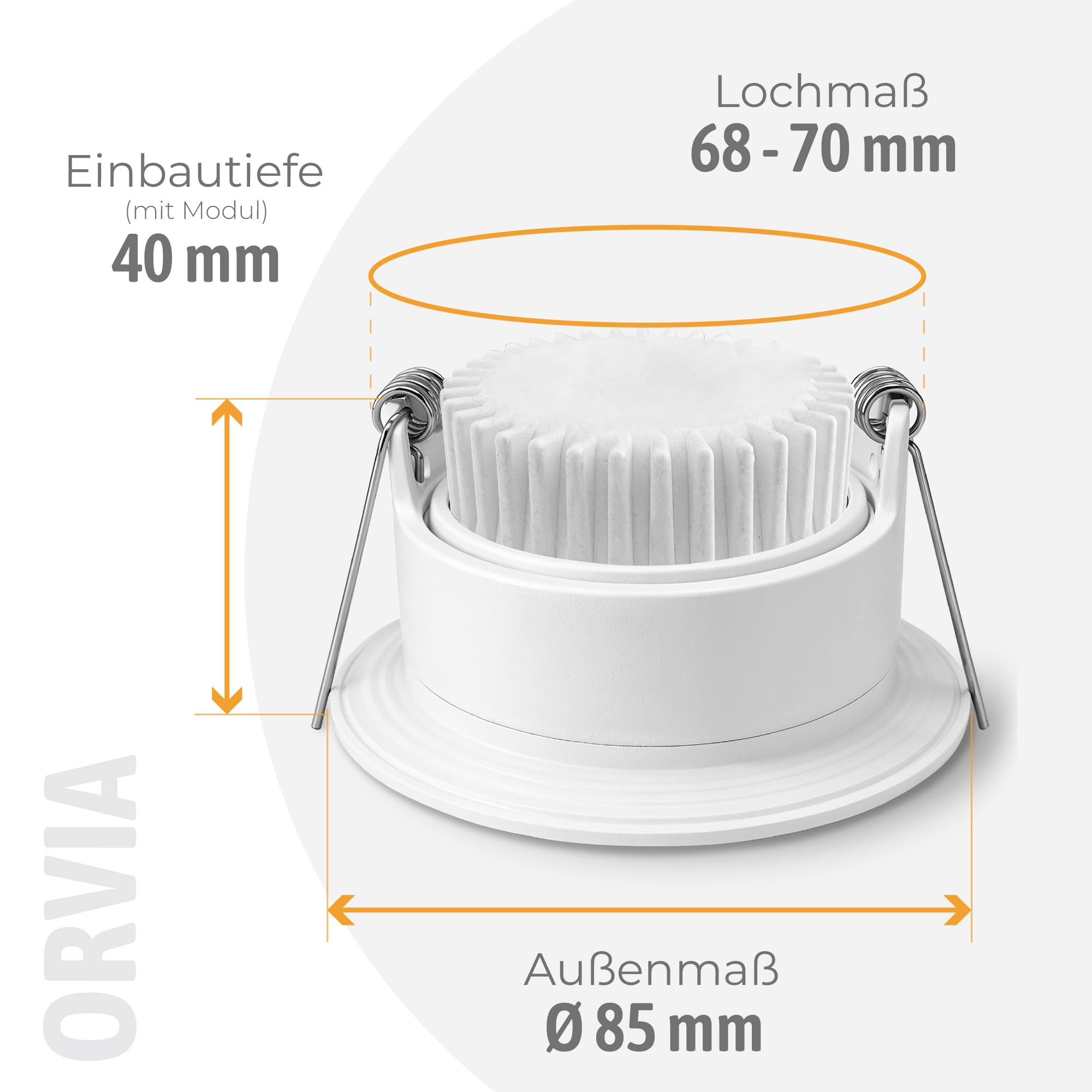 SSC-LUXon ORVIA Einbauspot 6er Set weiß schwenkbar IP65 GU10 3 Lichtfarben | Sechs Deckenspots IP65 weiß - 360° schwenkbar, warm / neutral / kalt, dimmbar, für Bad & Küche, inkl. GU10 LED