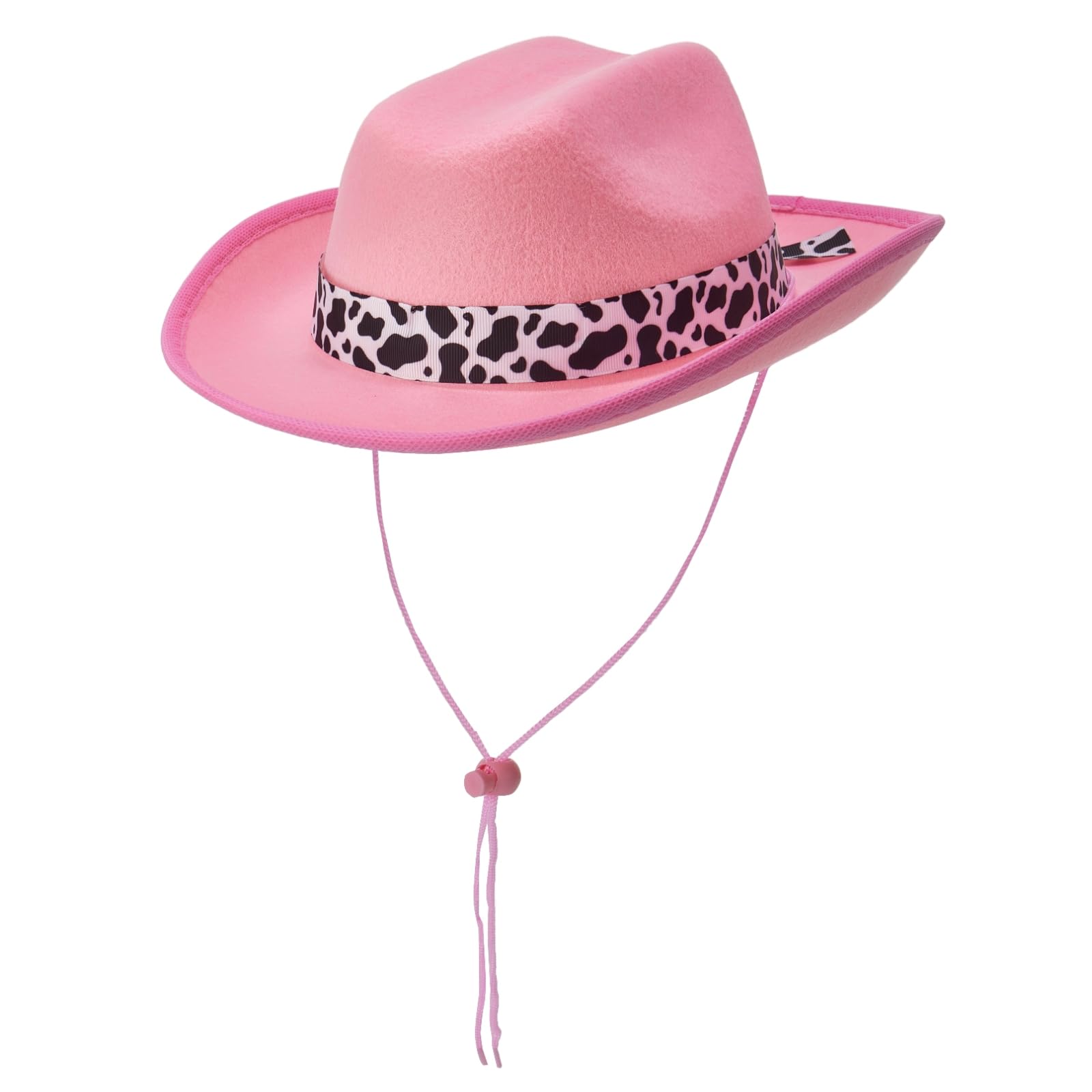 YILEEGOO Kids Western Wide Brim Felt Cowboy Hat with Cow Print Decor Band (Z1-Pink, ONE Size)