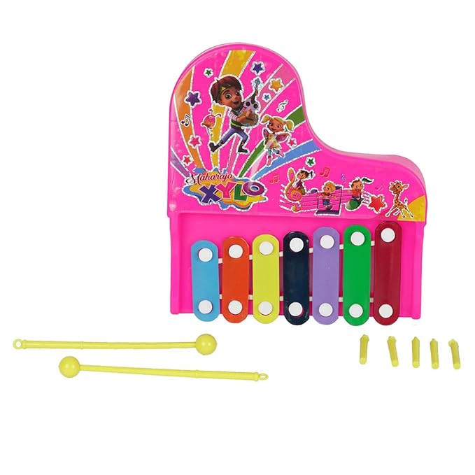 Asian Maharaja Musical Pull Along Xylophone with 2 Mallets for Kids Fun Activity and Play (Multicolor) 【Colors As Per Stock】