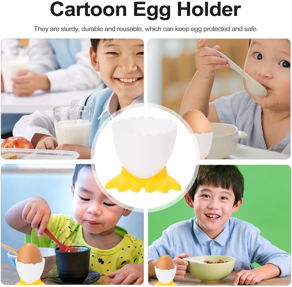 BESTOYARD 12pcs Cartoon Egg Cups feet-Shaped Soft Boiled Egg Holder Silicone Breakfast Cup 2.16X1.77X1.77in Table Display for Home Restaurant Party Easter