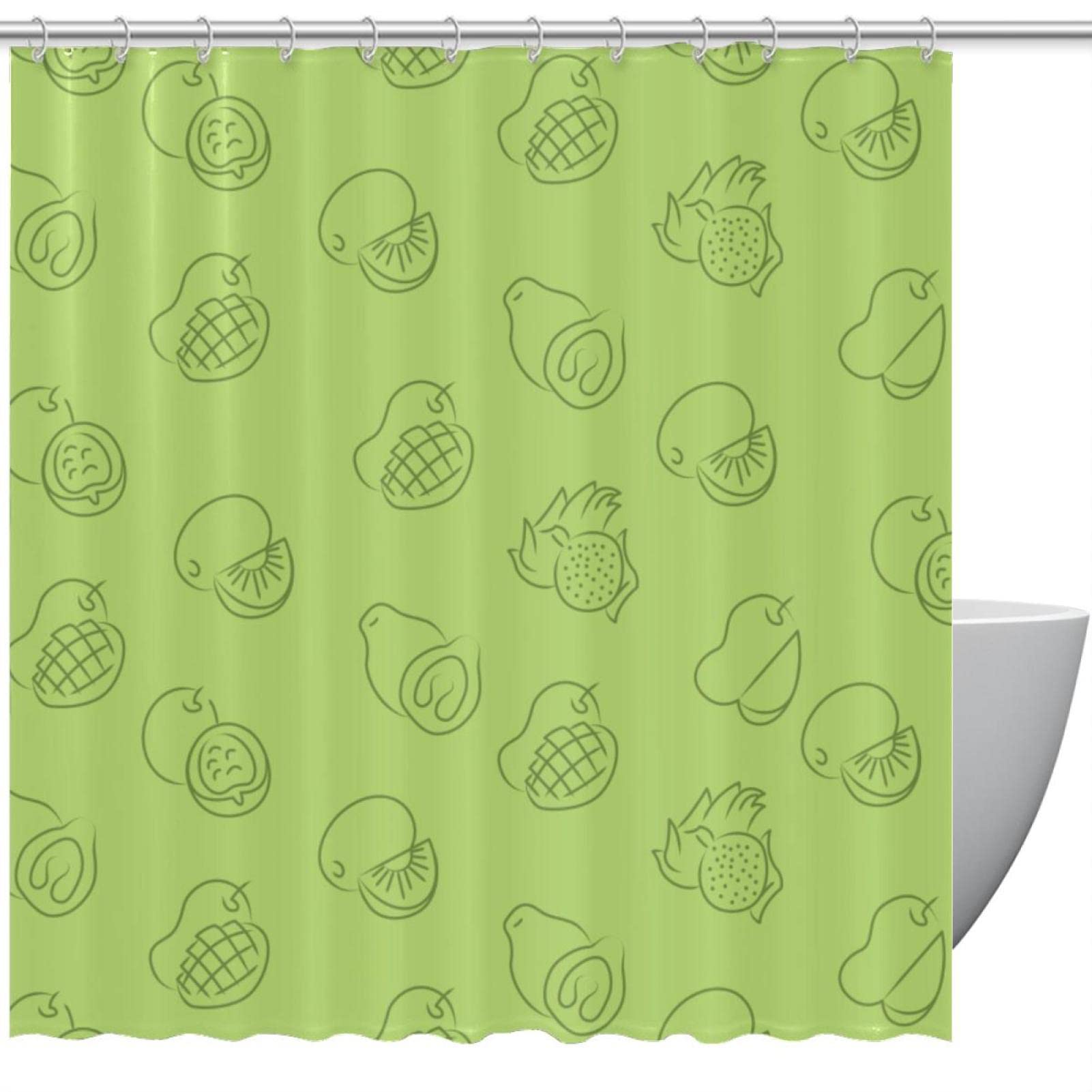Rideau de douche motif fruits anti-moisissure et imperméable pour salle de bain