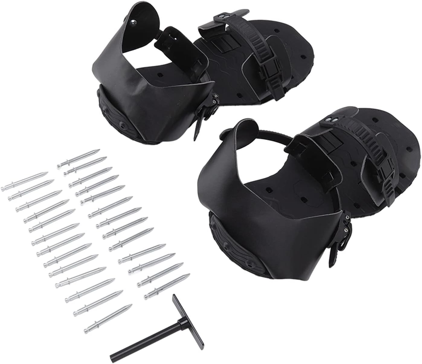 Garden Spike ls, Lawn Aerator Shoes with 26 Spikes, Manual G Aerator Tool for Yard and Garden, PU l with for Attachment to Any Shoes, Black