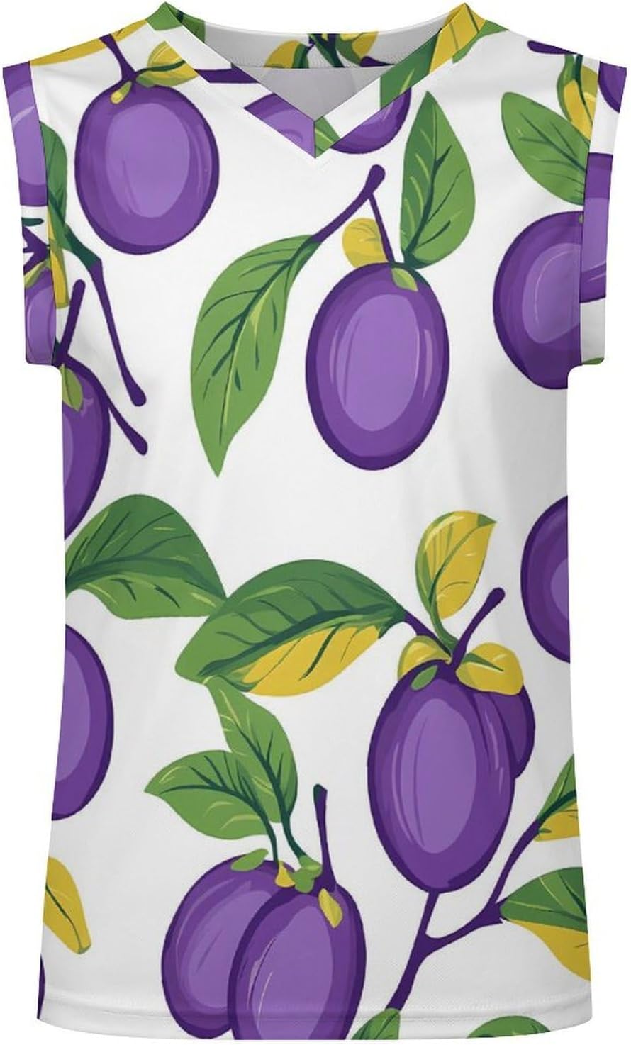 Prunes and Leaves Men's V-Neck Basketball Tank Top Sleeveless Workout Tank Shirts Gym Fitness Tees Vest