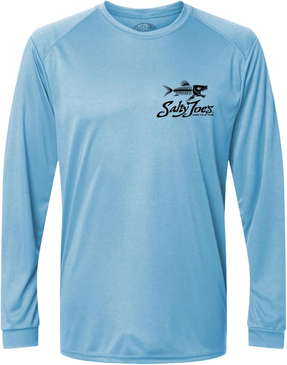 SALTY JOES Men's Skeleton Fish Logo UPF 50 Long Sleeve Sun Shirt XS-4XL