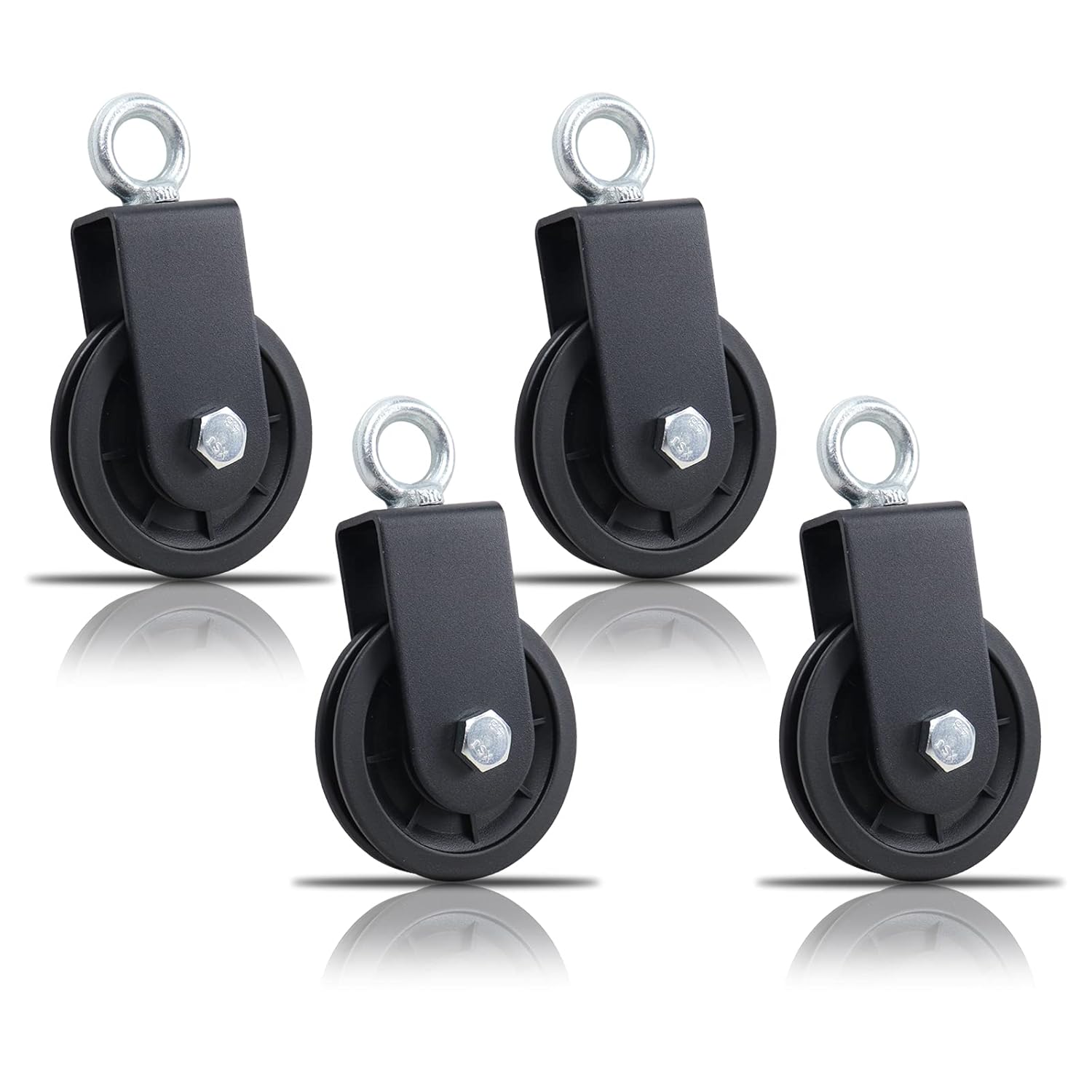 [4 Pack] Silent Nylon Gym Cable Pulley, Wheel Diameter 3.54 in/90 mm