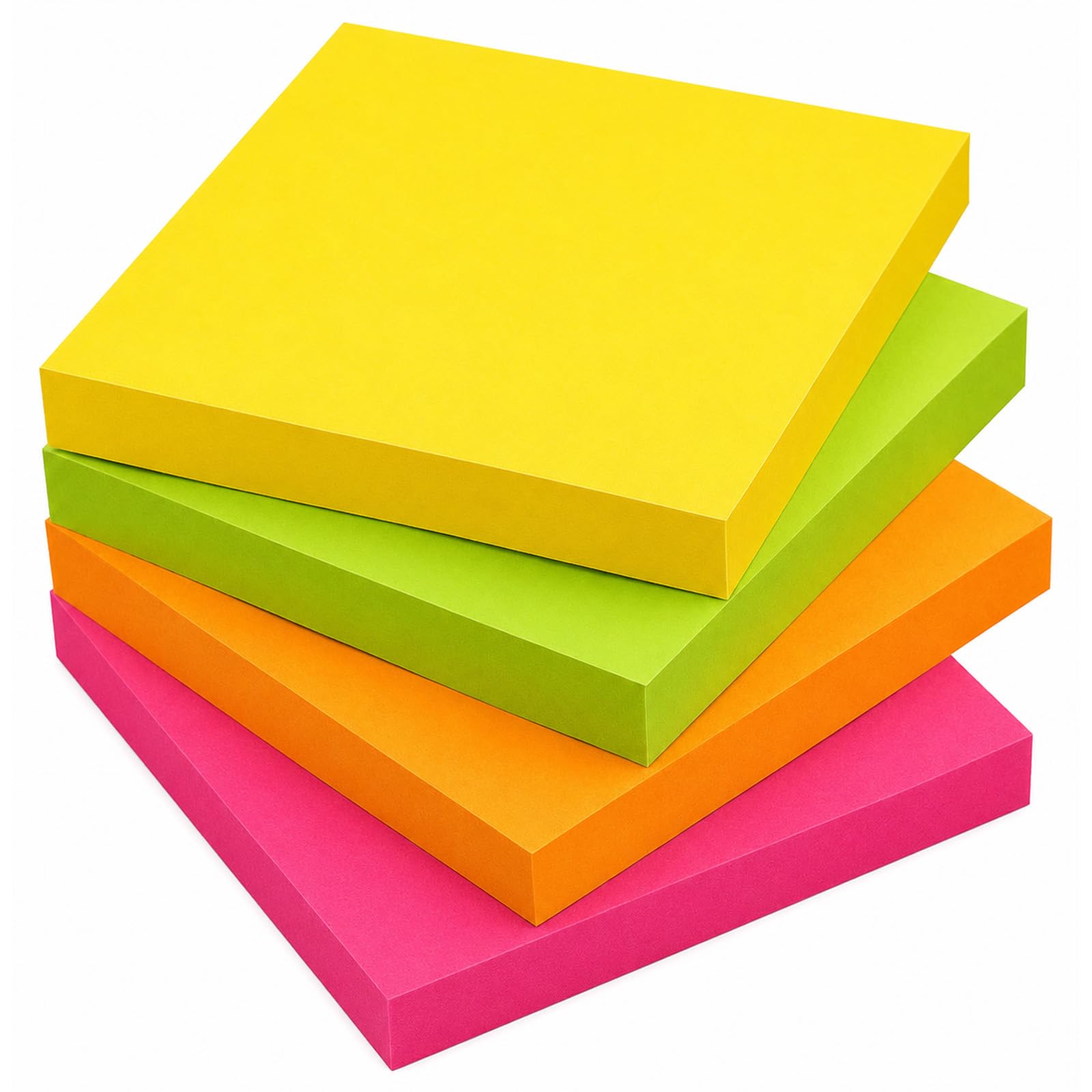 800 Sheets Sticky Notes, 3x3 Inch (7.6cm), 8 Pads of 100 Sheets, Bright Colours (Yellow, Green, Magenta, Orange) – Self-Adhesive Memo for Office, School, Home – Reminders & Lists