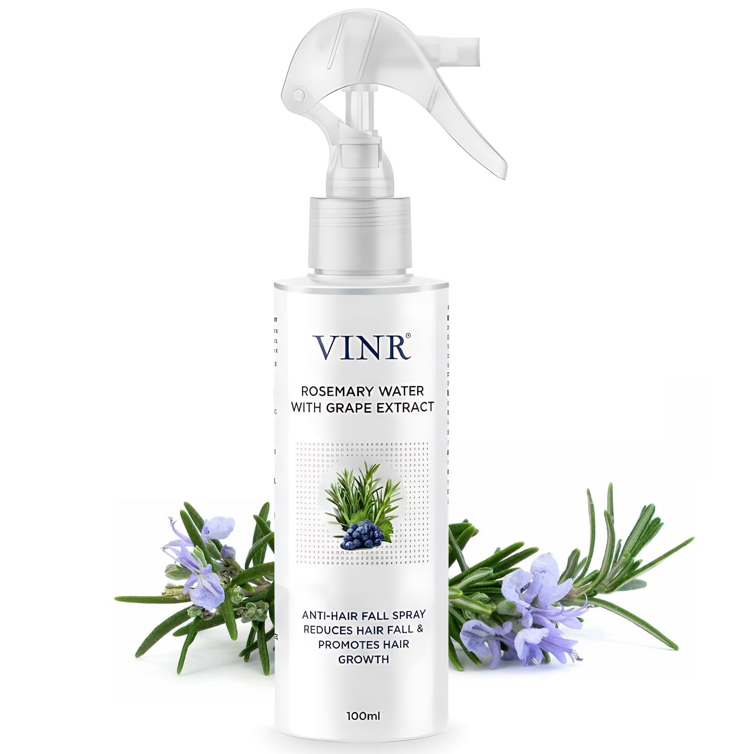 VINR Rosemary Water Spray for Hair Growth & Thickness | Infused With Vitis Vinifera | Enriched with Rice Water & Grape Extract | 100% Natural Rosemary Hair Mist | Controls Hairfall, Adds Shine & Softness | Fast-Absorbing (100 ml) VINR Rosemary Water Spray for Hair Growth & Thickness | Infused With Vitis Vinifera | Enriched with Rice Water & Grape Extract | 100% Natural Rosemary Hair Mist | Controls Hairfall, Adds Shine & Softness | Fast-Absorbing (100 ml)