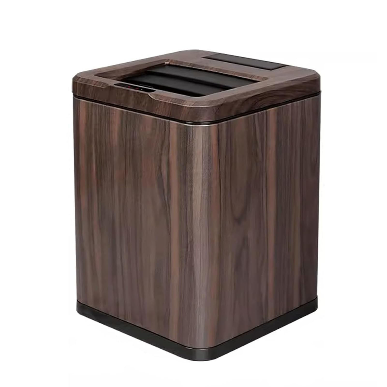 Papelera de baño automática e inteligente para sala de estar con estética de madera