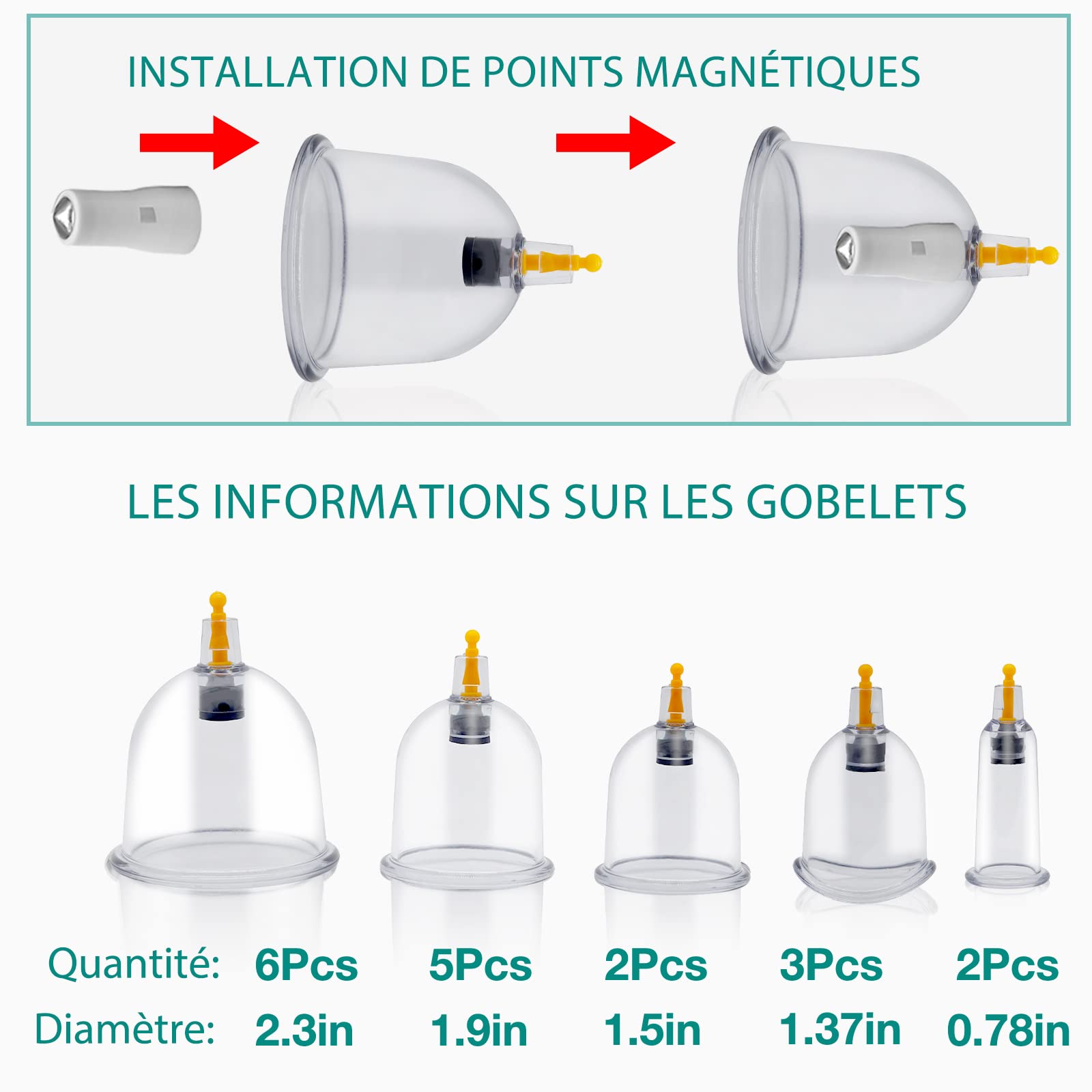 Cupping Therapy Ventouse Chinoise, 18 Pcs Ventouses Set pour Visage et Corps, Professionnelles Anti Cellulite et Détendre Muscles, avec des Aimants de Points D'acupression (Storage Suitcase)