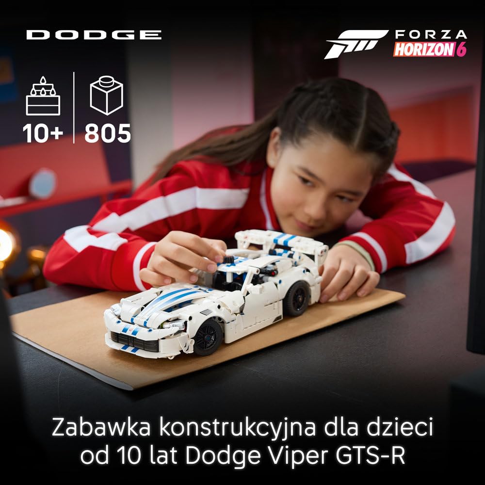 LEGO Technic Samochód sportowy Dodge Viper GTS-R 42234 | Model samochodu, klocki konstrukcyjne Technic, prezent dla fana motoryzacji, zabawka dla 10-latka, 805 elementów