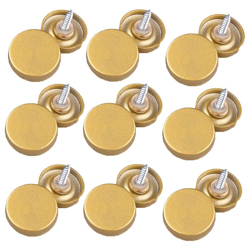 VICTAC Bright Gold Decorative Brass Mirror Cap Cover for Mirror, Sign/Advertising, Name plate Mirror Brass Round Screw Cap Wardrobes Furniture Fittings Pack of 10-image-49