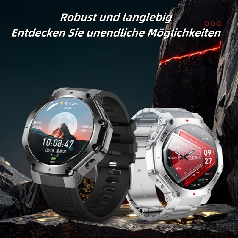 Sekoda GPS Sports Smartwatch Herren Fitnessuhr - 1.53 Touchscreen, Luftdruck, Telefonfunktion, Schlaf & Herzfrequenz Monitor, Schrittzähler