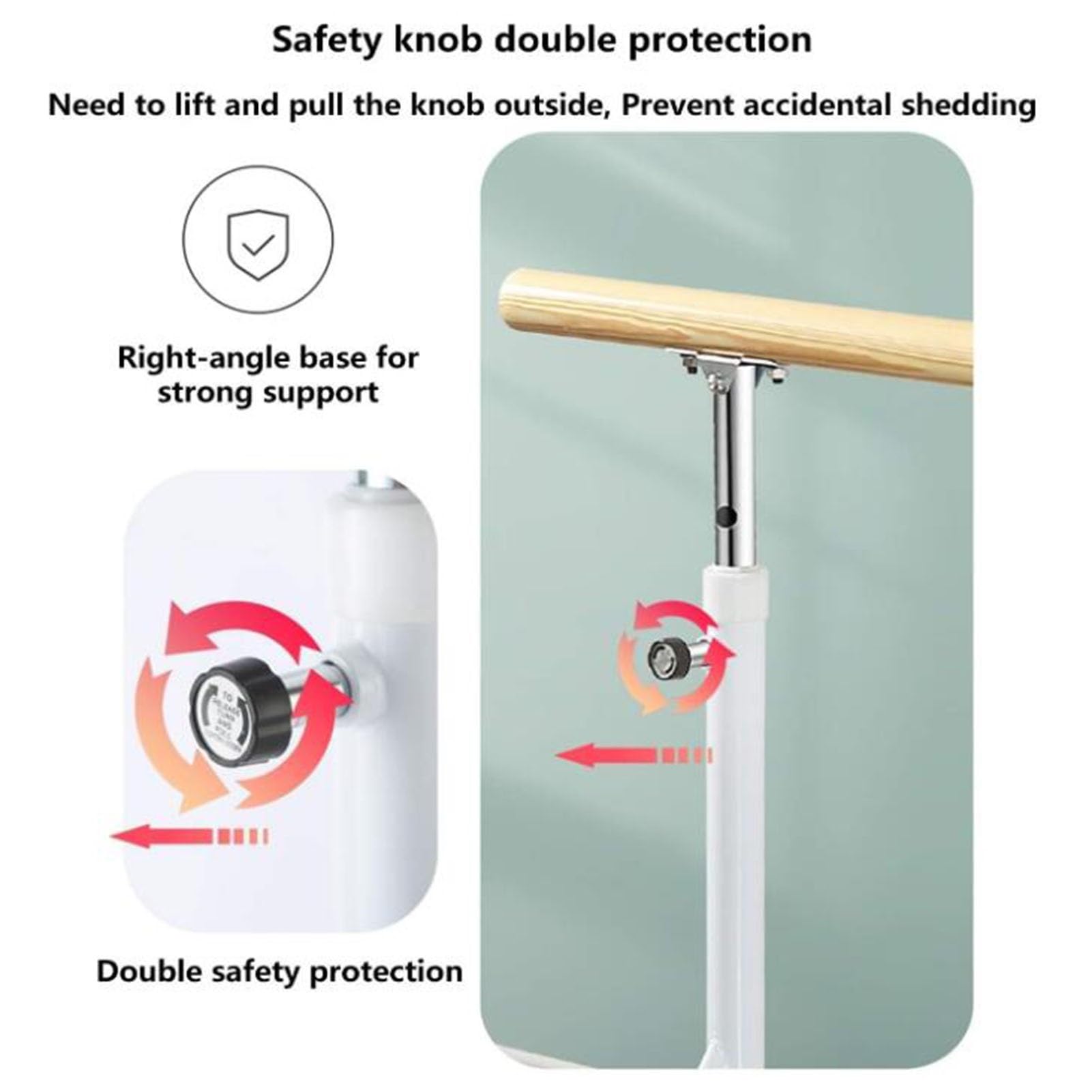Barra de Ballet Independiente y de Pared, Altura Ajustable de 80 a 120 cm, Uso doméstico o en Estudio, Ideal para la práctica y el Entrenamiento de Danza.