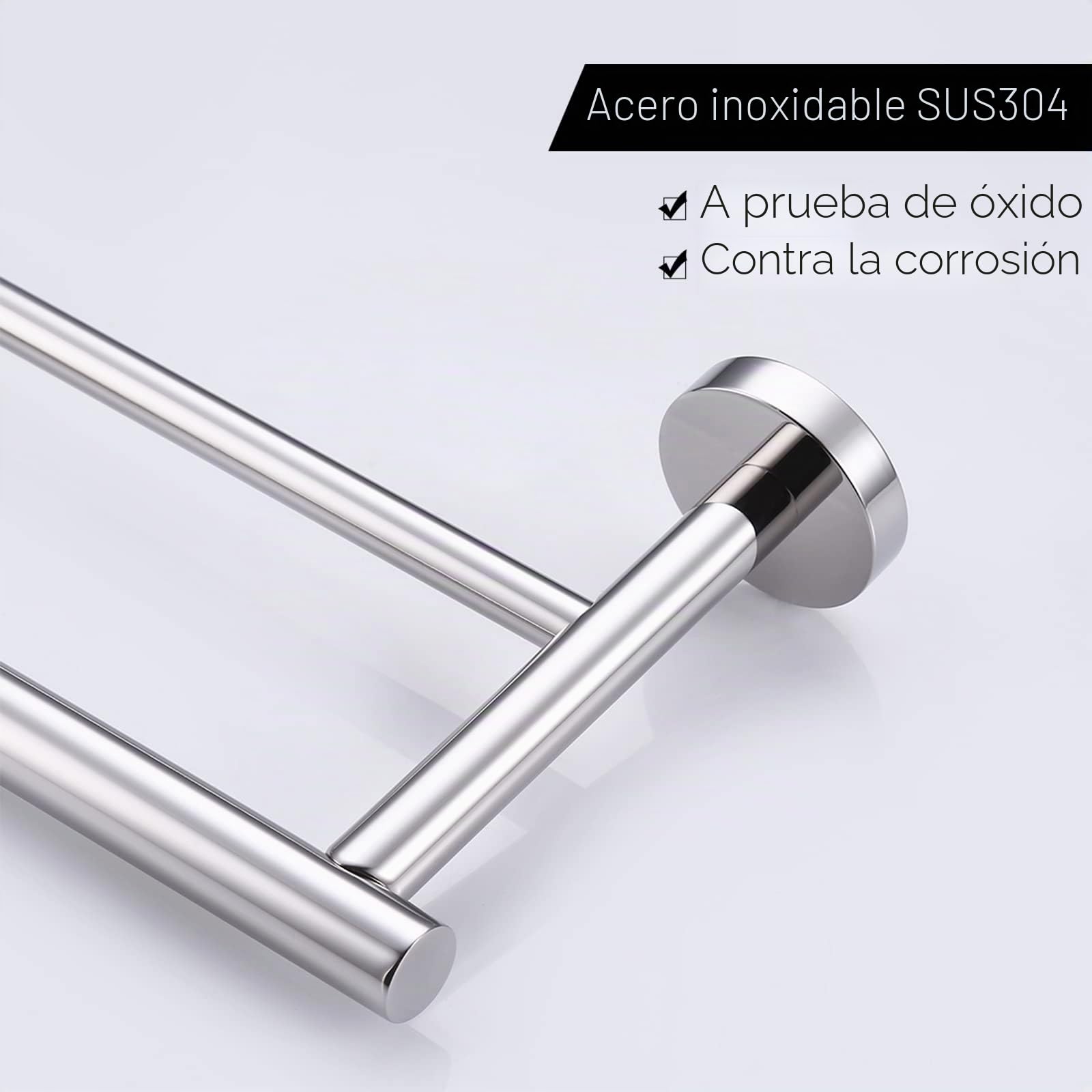 KES Toalleros Dobles de Baño Toalleros de Baño con 2 Barras Pared 60cm Toallero Acero Inoxidable SUS304 Acabado Pulido, A2001S60
