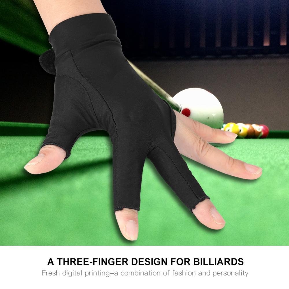 Tbest Billardhandschuh Links Snooker Handschuh Linke Hand Billard Pool, 3 Finger Billard Pool Snooker Queue Billard Zubehör für Männer Frauen Erwachsene(L-Schwarz) Sport & Freizeit