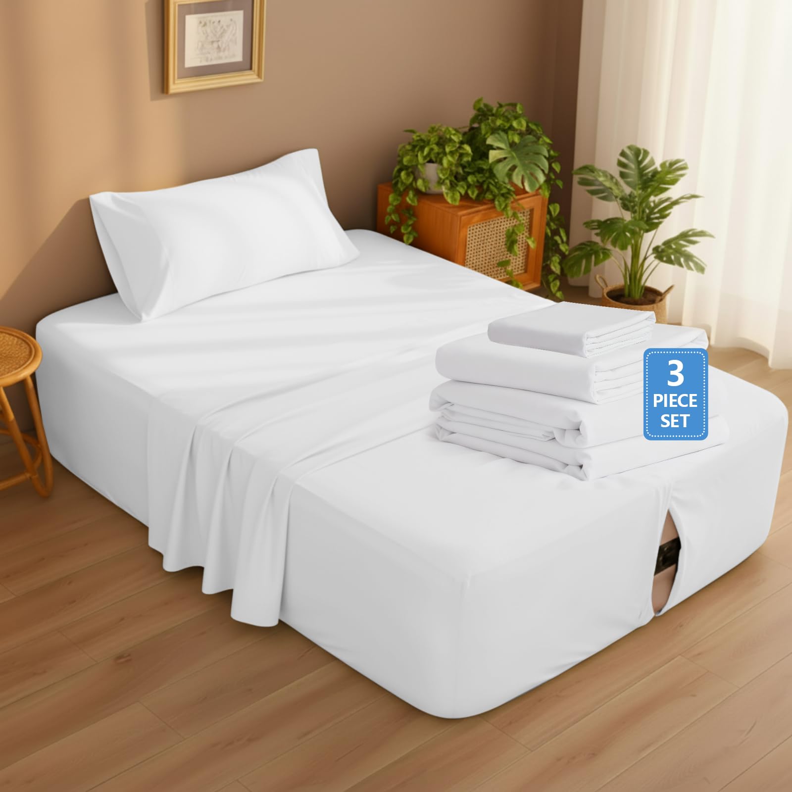 Peryiter 3 Pcs Queen Air Mattress Sheets Set Deep Pocket Fitted Sheets for 16-23 Inch Bed Fitted Sheet