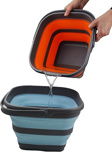 Miniatura 7 de SAMMART Juego de 2 cestas rectangulares plegables de 10 litros (2.6 galones) (ángel de mar + naranja, 2)