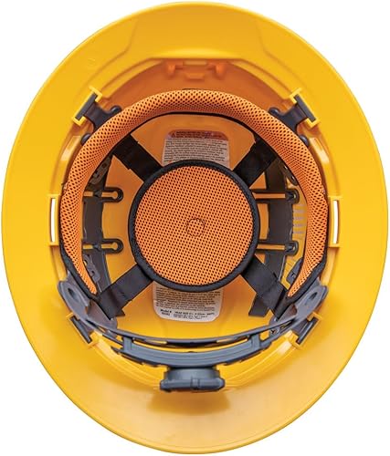 Vista 12 de Klein Tools 60262 Hard Hat, Vented, Full Brim Style, Padded Self-Wicking Odor-Resistant Sweatband, Yellow